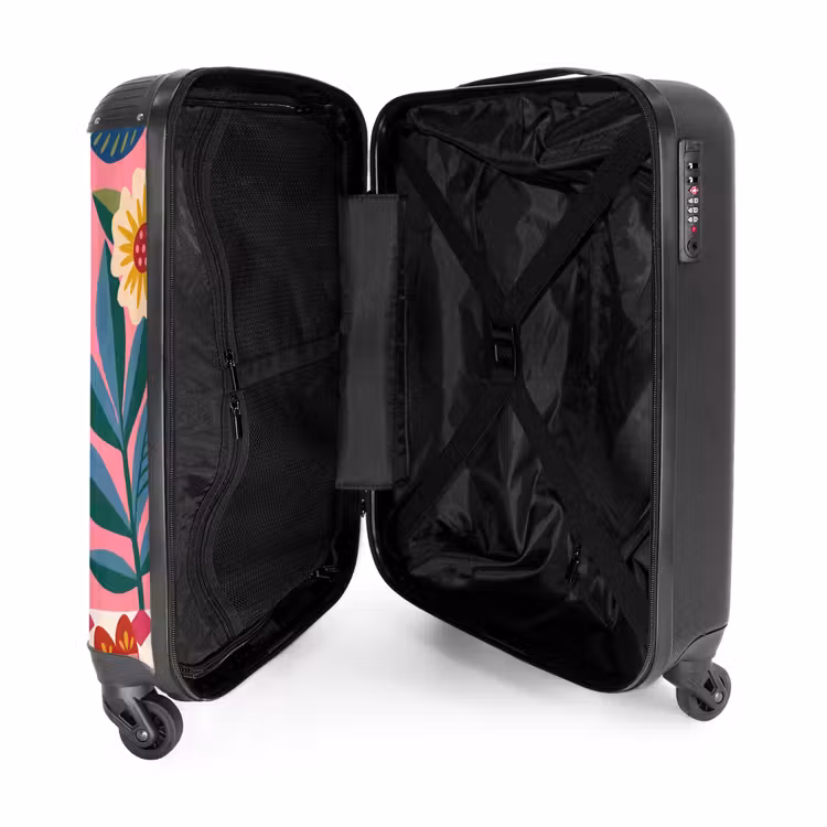 Koffer - Frau – Cocktail – Blumen – Modern – Rosa - Vrouw - Cocktail - Bloemen - Modern - Roze NBS - Handbagage koffer - Vrouwen middel