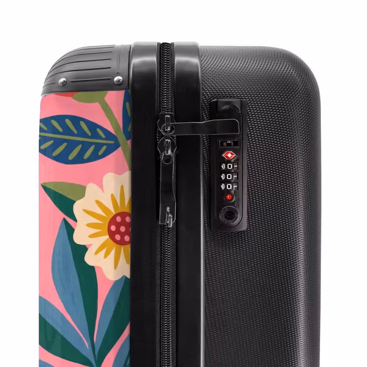 Koffer - Frau – Cocktail – Blumen – Modern – Rosa - Vrouw - Cocktail - Bloemen - Modern - Roze NBS - Handbagage koffer - Vrouwen middel
