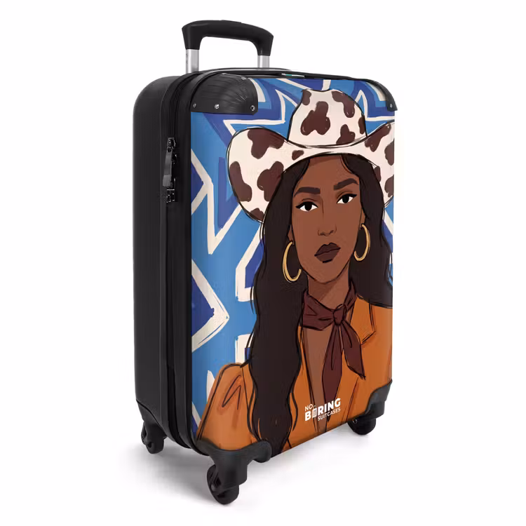 Koffer - Frau – Cowboyhut – Porträt – Modern – Blau - Vrouw - Cowboyhoed - Portret - Modern - Blauw NBS - Handbagage koffer - Vrouwen middel