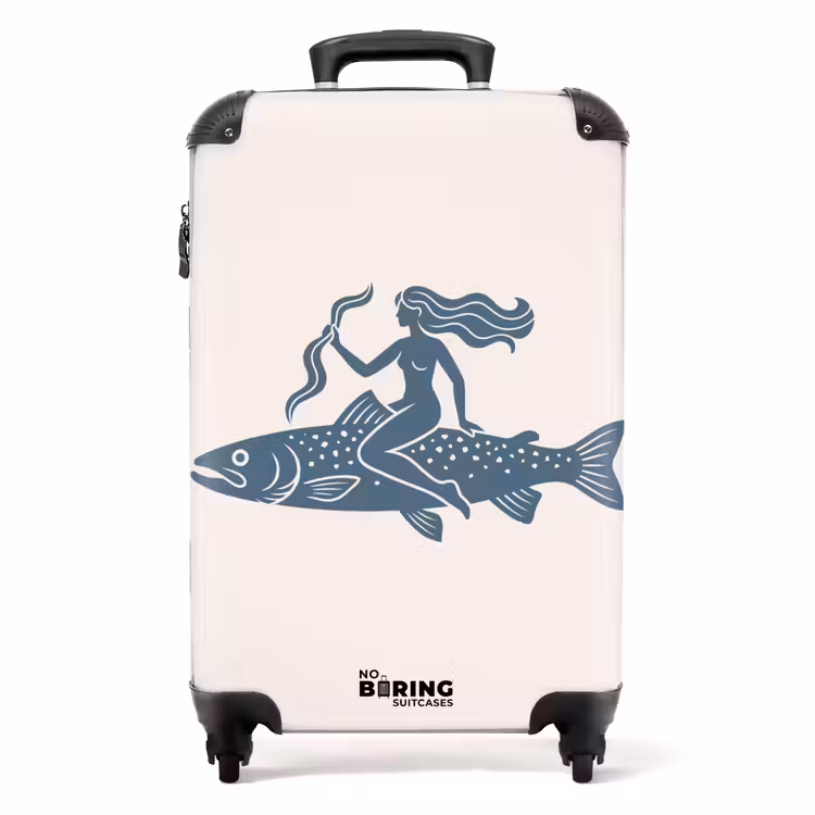 Koffer - Frau – Fisch – Fantasie – Abstrakt – Blau - Vrouw - Vis - Fantasie - Abstract - Blauw NBS - Handbagage koffer - Volwassenen Unisex middel