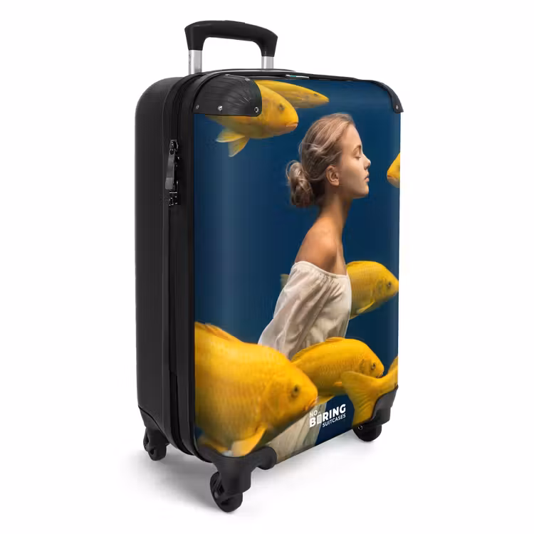Koffer - Frau – Fisch – Wasser – Natur – Gelb - Vrouw - Vis - Water - Natuur - Geel NBS - Handbagage koffer - Vrouwen middel