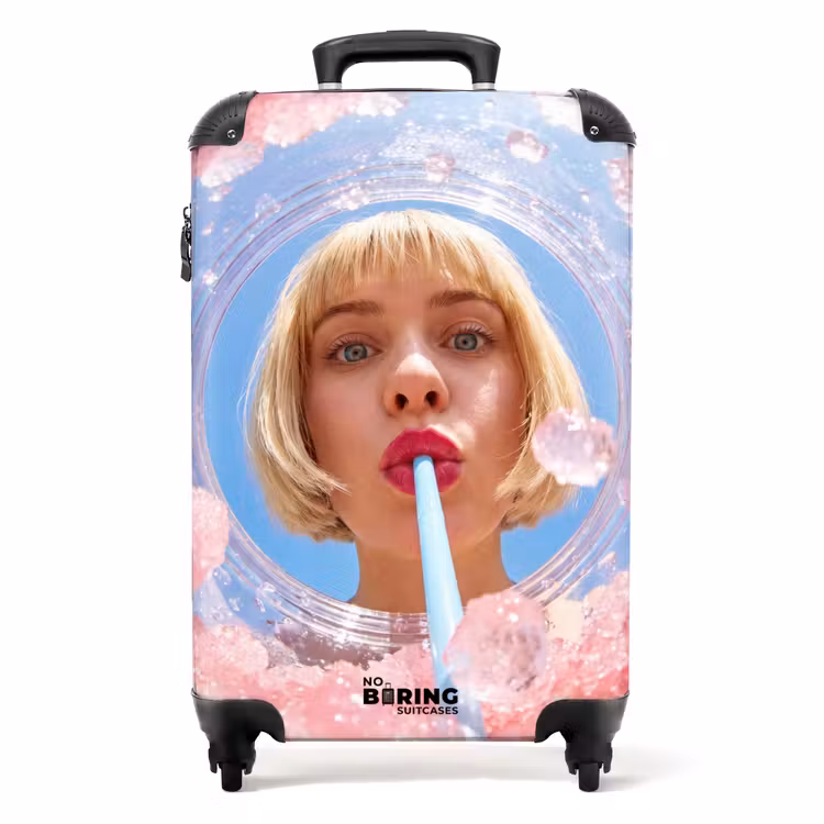 Koffer - Frau – Getränk – Sommer – Rosa – Blau - Vrouw - Drank - Zomer - Roze - Blauw NBS - Handbagage koffer - Volwassenen Unisex middel