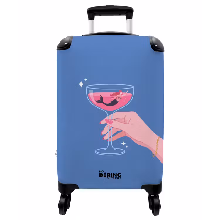 Koffer - Frau – Glas – Abstrakt – Rosa – Blau - Vrouw - Glas - Abstract - Roze - Blauw NBS - Handbagage koffer - Vrouwen middel