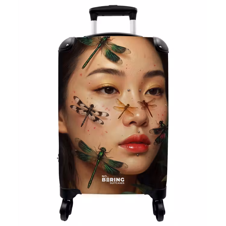 Koffer - Frau – Insekten – Natur – Porträt – Grün - Vrouw - Insecten - Natuur - Portret - Groen NBS - Handbagage koffer - Vrouwen middel