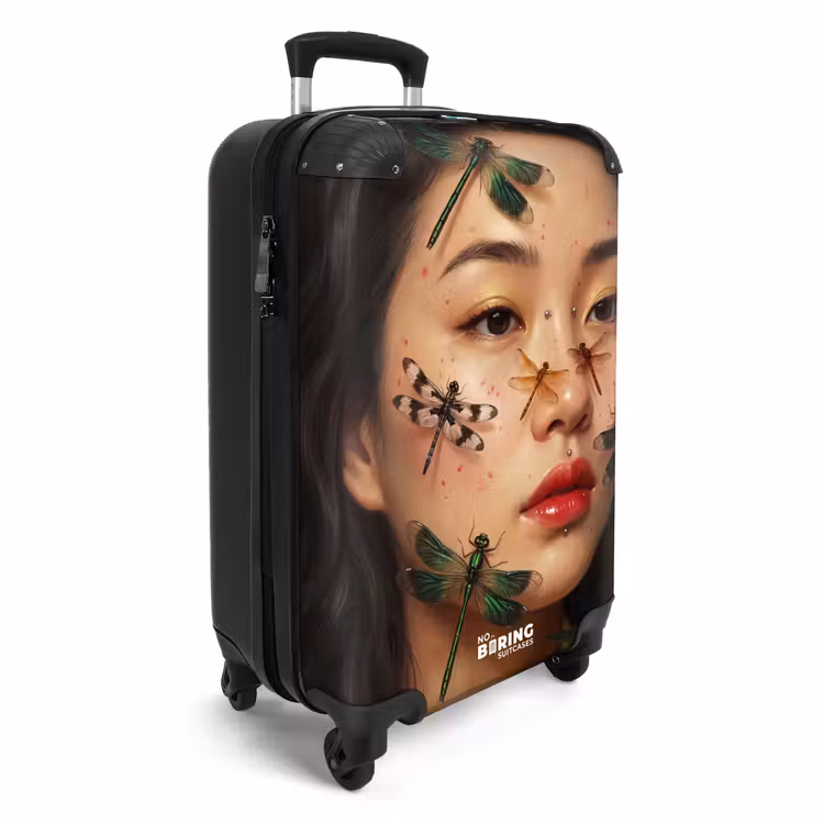 Koffer - Frau – Insekten – Natur – Porträt – Grün - Vrouw - Insecten - Natuur - Portret - Groen NBS - Handbagage koffer - Vrouwen middel