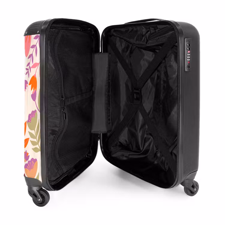 Koffer - Frau – Lesen – Zuhause – Modern – Blumen - Vrouw - Lezen - Thuis - Modern - Bloemen NBS - Handbagage koffer - Vrouwen middel
