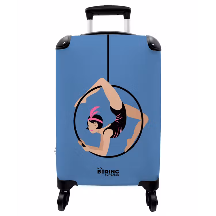 Koffer - Frau – Luftreifen – Art déco – Illustration – Blau - Vrouw - Aerial hoop - Art deco - Illustratie - Blauw NBS - Handbagage koffer - Vrouwen middel