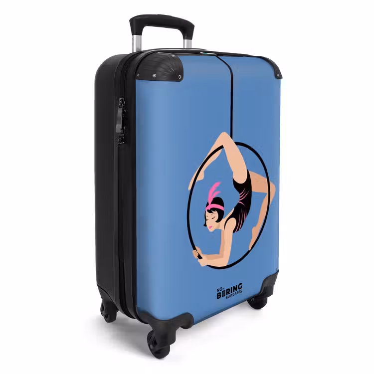 Koffer - Frau – Luftreifen – Art déco – Illustration – Blau - Vrouw - Aerial hoop - Art deco - Illustratie - Blauw NBS - Handbagage koffer - Vrouwen middel