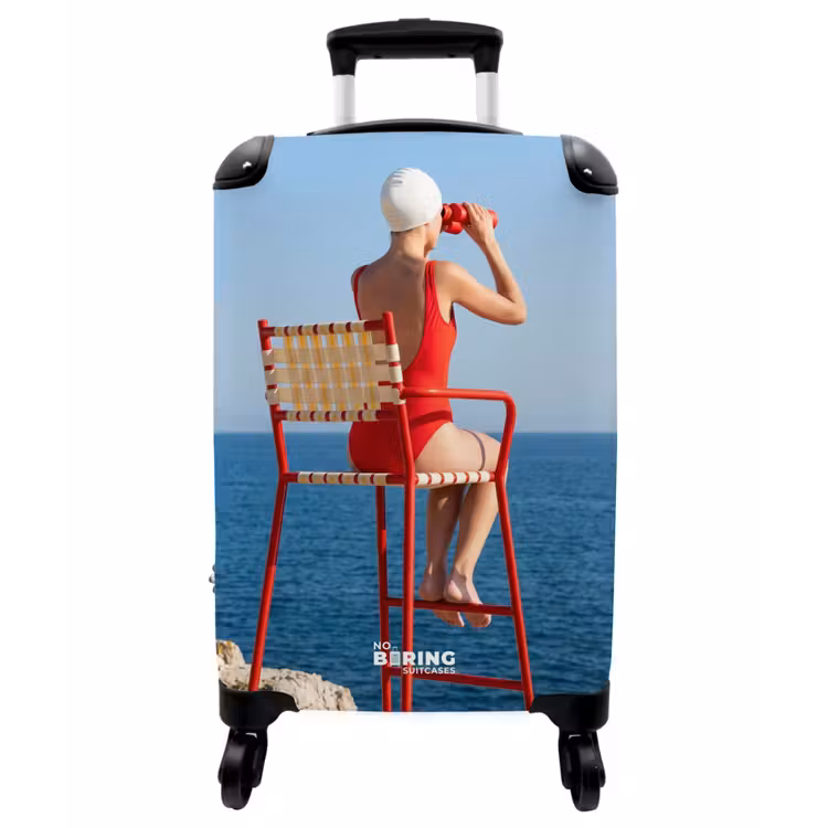Koffer - Frau – Meer – Küste – Fernglas – Rot - Vrouw - Zee - Kust - Verrekijker - Rood NBS - Handbagage koffer - Vrouwen middel