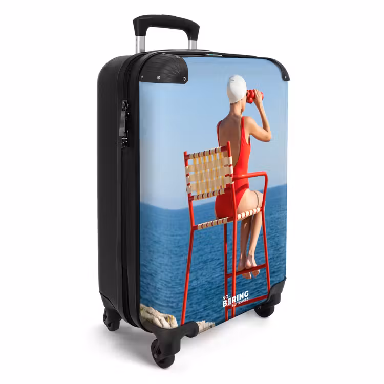 Koffer - Frau – Meer – Küste – Fernglas – Rot - Vrouw - Zee - Kust - Verrekijker - Rood NBS - Handbagage koffer - Vrouwen middel