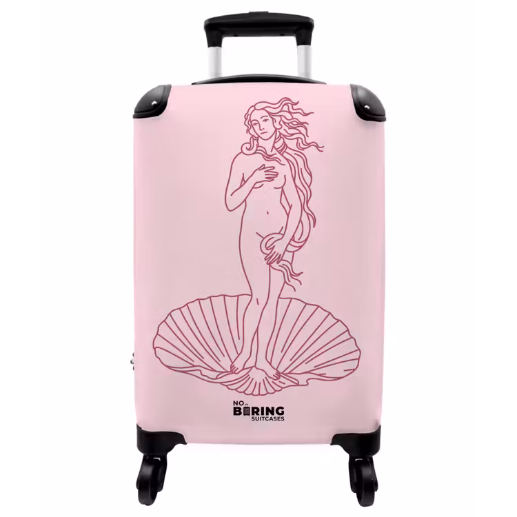 Koffer - Frau – Muschel – Kunst – Strichzeichnung – Rosa - Vrouw - Schelp - Kunst - Lijntekening - Roze NBS - Handbagage koffer - Vrouwen middel