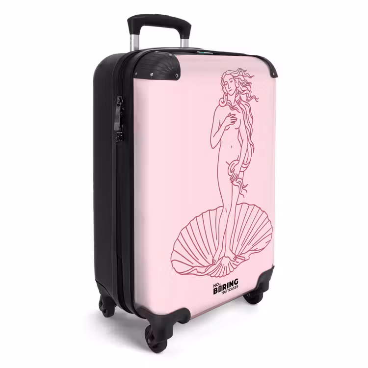 Koffer - Frau – Muschel – Kunst – Strichzeichnung – Rosa - Vrouw - Schelp - Kunst - Lijntekening - Roze NBS - Handbagage koffer - Vrouwen middel