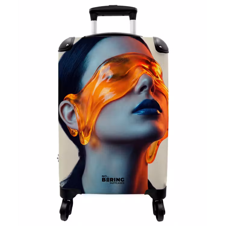 Koffer - Frau – Orange – Abstrakt – Modern – Farbenfroh - Vrouw - Oranje - Abstract - Modern - Kleurrijk NBS - Handbagage koffer - Vrouwen middel