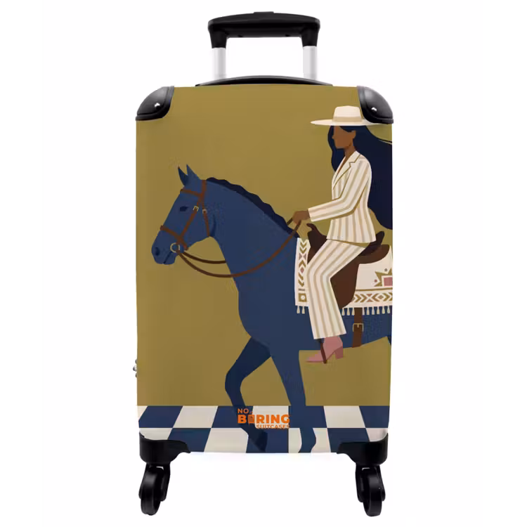 Koffer - Frau – Pferd – Reiten – Modern – Abstrakt - Vrouw - Paard - Rijden - Modern - Abstract NBS - Handbagage koffer - Vrouwen middel