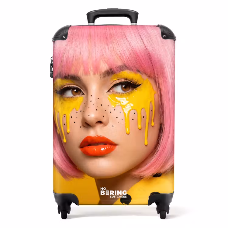 Koffer - Frau – Porträt – Abstrakt – Farbenfroh – Gelb - Vrouw - Portret - Abstract - Kleurrijk - Geel NBS - Handbagage koffer - Volwassenen Unisex middel