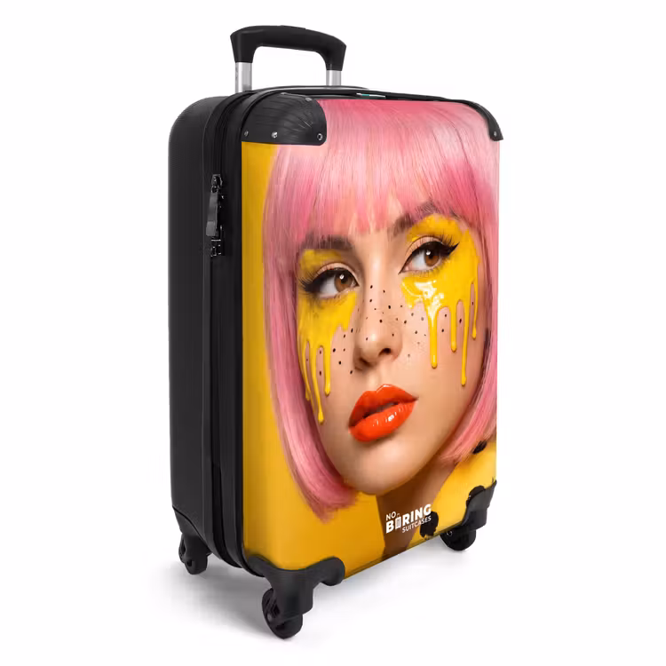 Koffer - Frau – Porträt – Abstrakt – Farbenfroh – Gelb - Vrouw - Portret - Abstract - Kleurrijk - Geel NBS - Handbagage koffer - Volwassenen Unisex middel