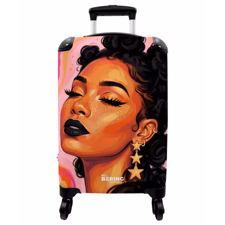 Koffer - Frau – Porträt – Abstrakt – Farbenfroh – Rosa - Vrouw - Portret - Abstract - Kleurrijk - Roze NBS - Handbagage koffer - Vrouwen middel
