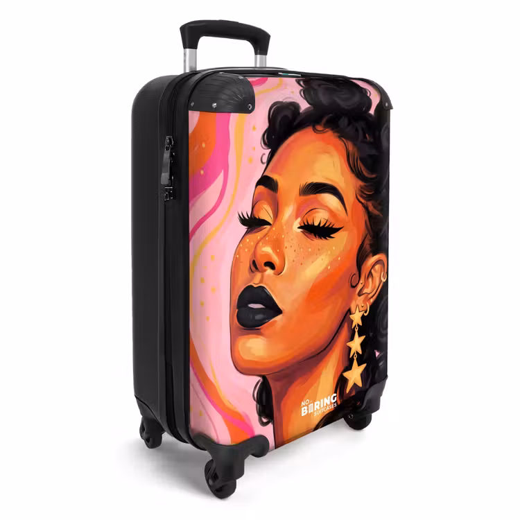 Koffer - Frau – Porträt – Abstrakt – Farbenfroh – Rosa - Vrouw - Portret - Abstract - Kleurrijk - Roze NBS - Handbagage koffer - Vrouwen middel