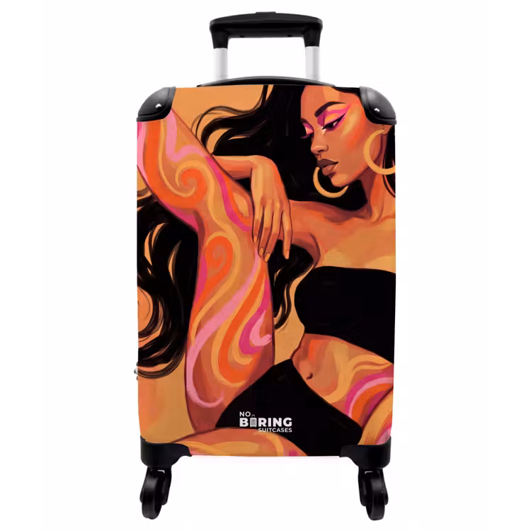Koffer - Frau – Porträt – Abstrakt – Modern – Farbenfroh - Vrouw - Portret - Abstract - Modern - Kleurrijk NBS - Handbagage koffer - Vrouwen middel