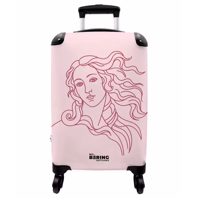 Koffer - Frau – Porträt – Klassisch – Strichzeichnung – Rosa - Vrouw - Portret - Klassiek - Line-art - Roze NBS - Handbagage koffer - Vrouwen middel