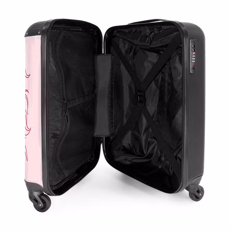 Koffer - Frau – Porträt – Klassisch – Strichzeichnung – Rosa - Vrouw - Portret - Klassiek - Line-art - Roze NBS - Handbagage koffer - Vrouwen middel