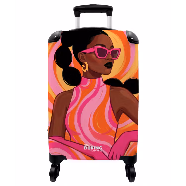 Koffer - Frau – Porträt – Kunst – Abstrakt – Rosa - Vrouw - Portret - Kunst - Abstract - Roze NBS - Handbagage koffer - Vrouwen middel