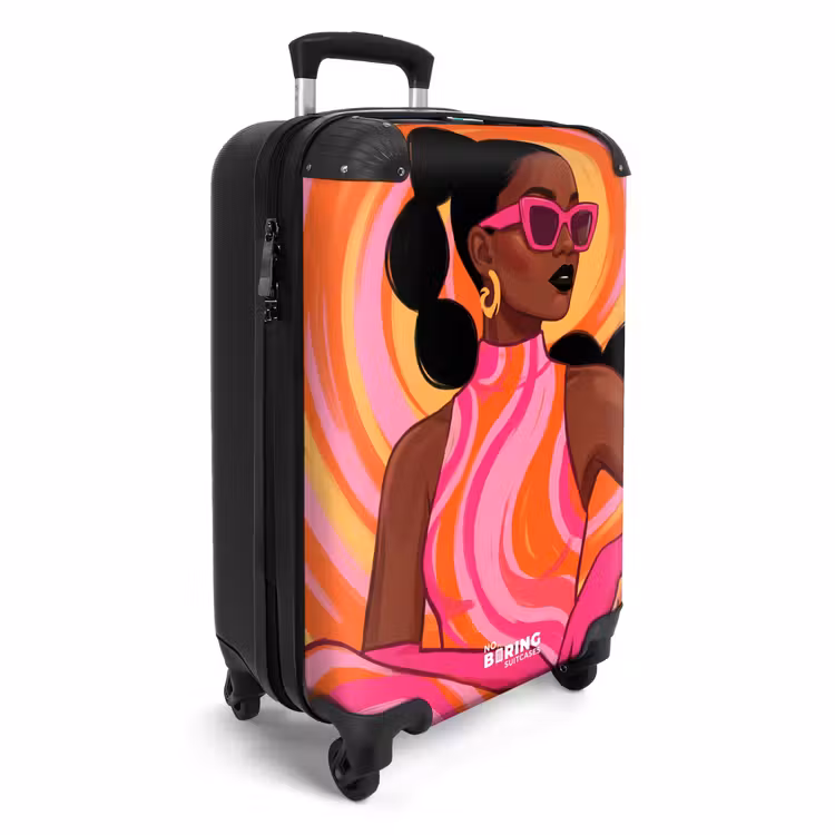 Koffer - Frau – Porträt – Kunst – Abstrakt – Rosa - Vrouw - Portret - Kunst - Abstract - Roze NBS - Handbagage koffer - Vrouwen middel