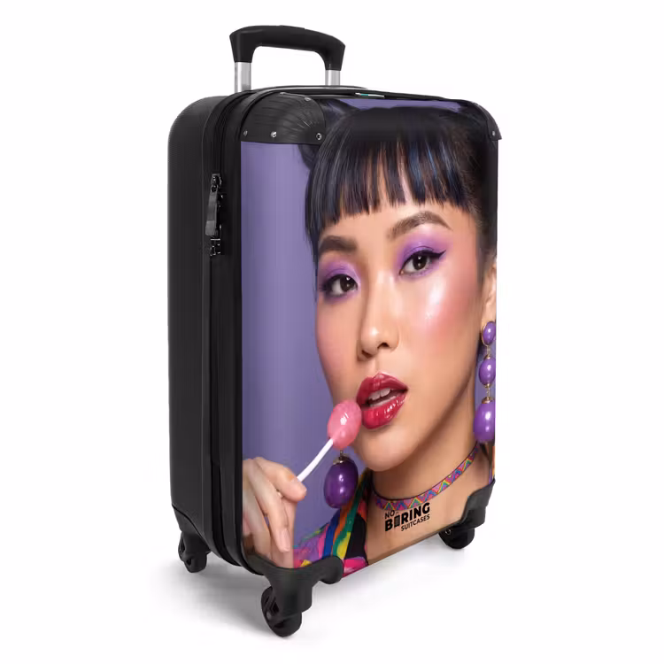 Koffer - Frau – Porträt – Make-up – Lila – Lebhaft - Vrouw - Portret - Make-up - Paars - Levendig NBS - Handbagage koffer - Volwassenen Unisex middel