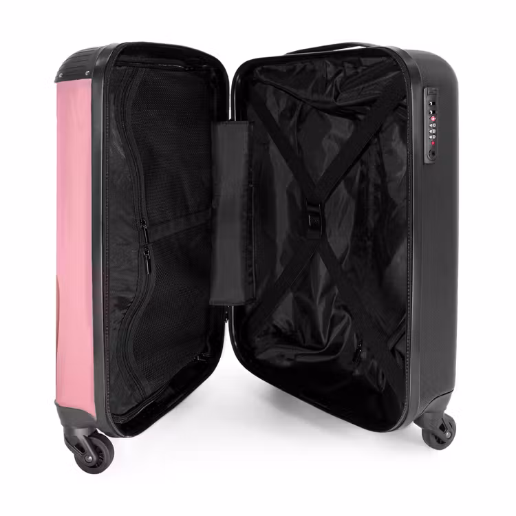 Vrouw - Roze - Parelketting - Krulspelden NBS - Handbagage koffer - Volwassenen Unisex middel -binnenkant