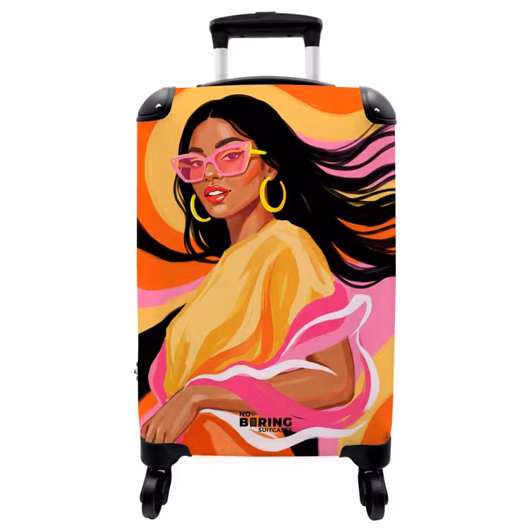 Koffer - Frau – Sonnenbrille – Abstrakt – Bunt - Vrouw - Zonnebril - Abstract - Kleurrijk NBS - Handbagage koffer - Vrouwen middel