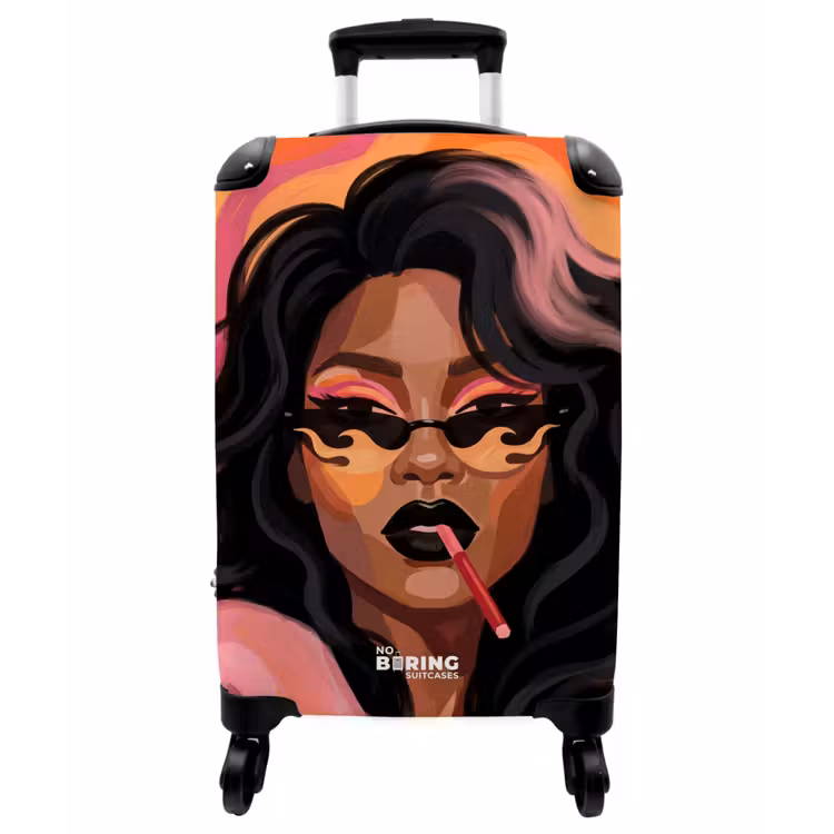 Koffer - Frau – Sonnenbrille – Modern – Porträt – Orange - Vrouw - Zonnebril - Modern - Portret - Oranje NBS - Handbagage koffer - Vrouwen middel