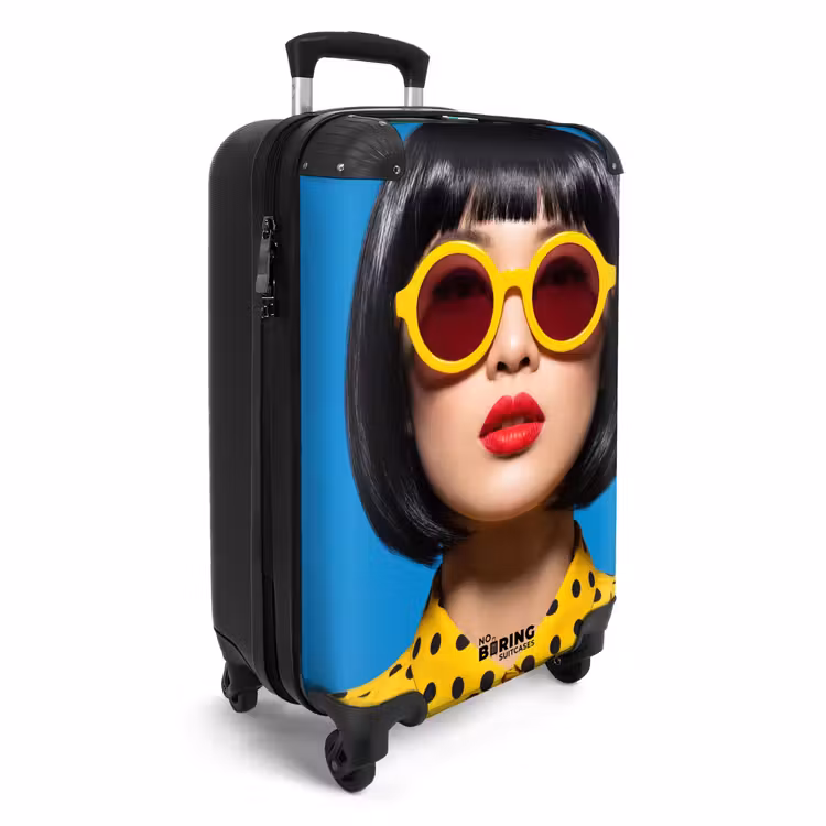 Koffer - Frau – Sonnenbrille – Pop-Art – Porträt – Gelb - Vrouw - Zonnebril - Pop Art - Portret - Geel NBS - Handbagage koffer - Volwassenen Unisex middel