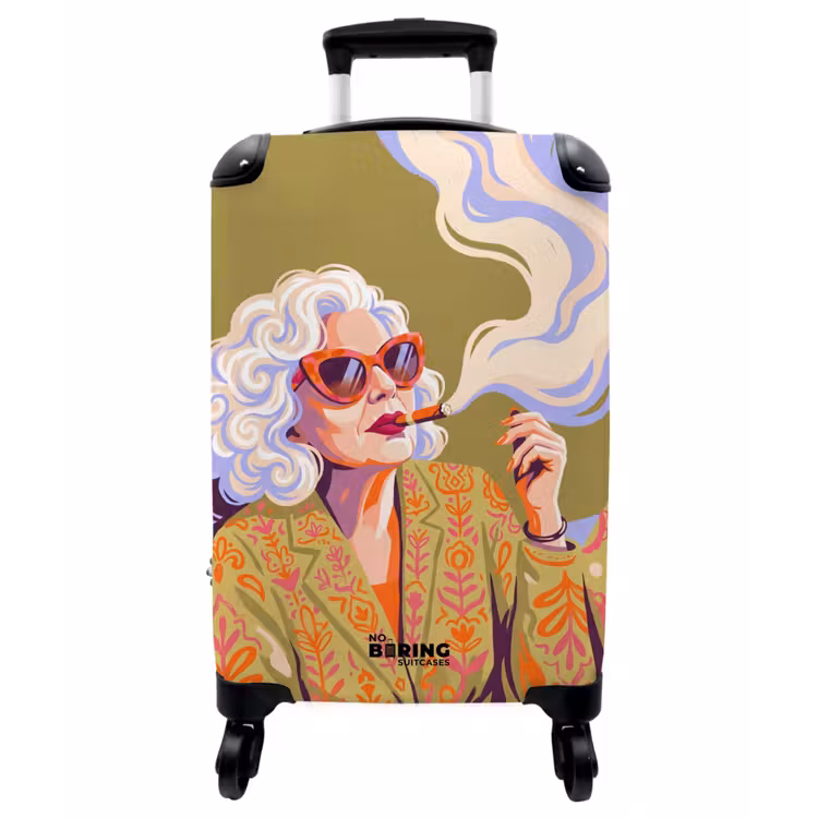 Koffer - Frau – Sonnenbrille – Porträt – Modern – Farbenfroh - Vrouw - Zonnebril - Portret - Modern - Kleurrijk NBS - Handbagage koffer - Vrouwen middel