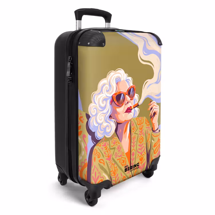Koffer - Frau – Sonnenbrille – Porträt – Modern – Farbenfroh - Vrouw - Zonnebril - Portret - Modern - Kleurrijk NBS - Handbagage koffer - Vrouwen middel