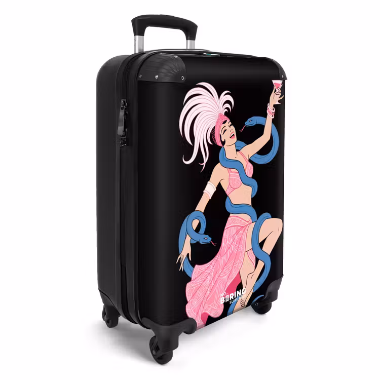 Koffer - Frau – Tänzerin – Schlangen – Art Déco – Rosa - Vrouw - Danseres - Slangen - Art Deco - Roze NBS - Handbagage koffer - Vrouwen middel