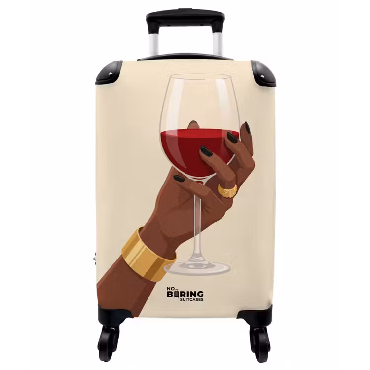 Koffer - Frau – Wein – Glas – Illustration – Rot - Vrouw - Wijn - Glas - Illustratie - Rood NBS - Handbagage koffer - Vrouwen middel