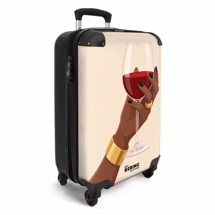Koffer - Frau – Wein – Glas – Illustration – Rot - Vrouw - Wijn - Glas - Illustratie - Rood NBS - Handbagage koffer - Vrouwen middel