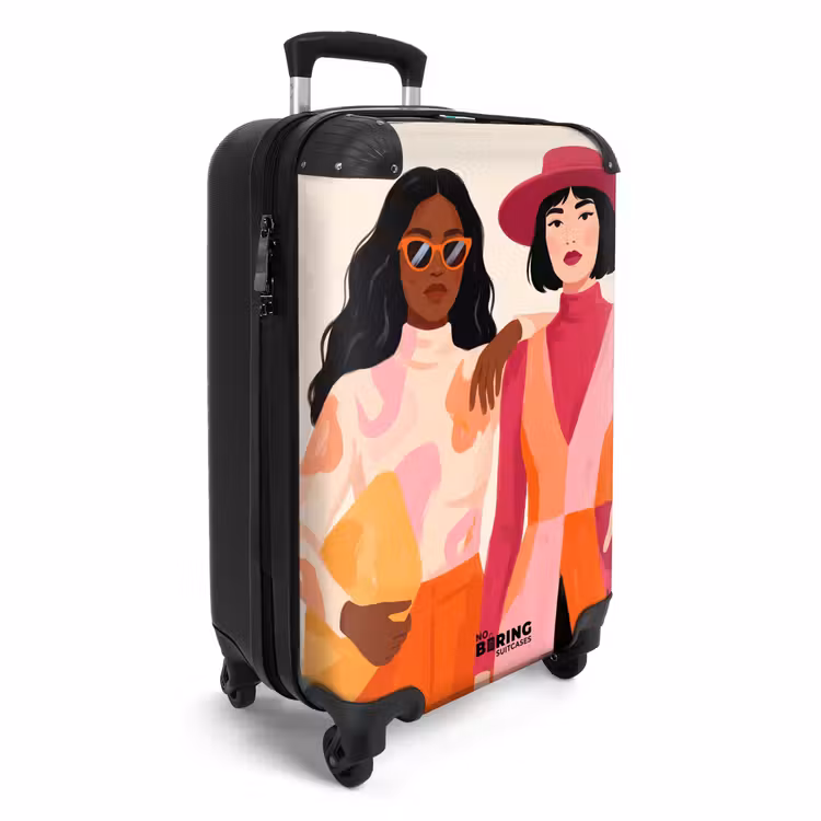 Koffer - Frau – Zwei – Mode – Abstrakt – Farbenfroh - Vrouw - Twee - Mode - Abstract - Kleurrijk NBS - Handbagage koffer - Vrouwen middel