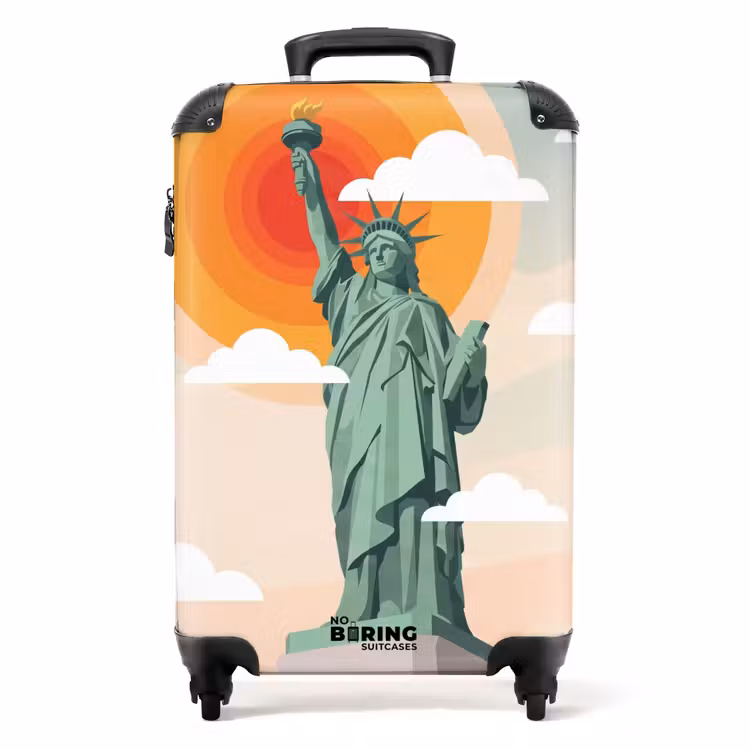 Koffer - Freiheitsstatue – New York – Sonne – Modern - Vrijheidsbeeld - New York - Zon - Modern NBS - Handbagage koffer - Volwassenen Unisex middel