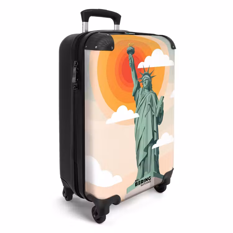Koffer - Freiheitsstatue – New York – Sonne – Modern - Vrijheidsbeeld - New York - Zon - Modern NBS - Handbagage koffer - Volwassenen Unisex middel