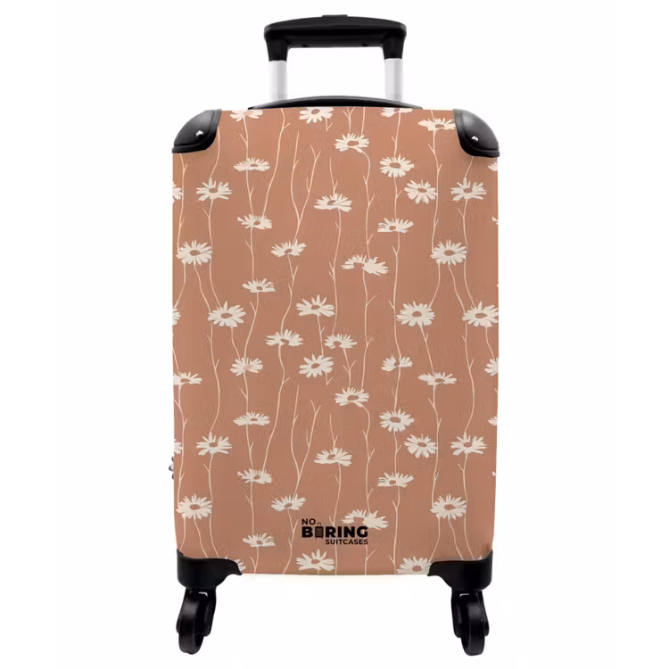 Koffer - Gänseblümchen – Dezent – Terrakotta - Madeliefjes - Subtiel - Terracotta NBS - Handbagage koffer - Vrouwen middel