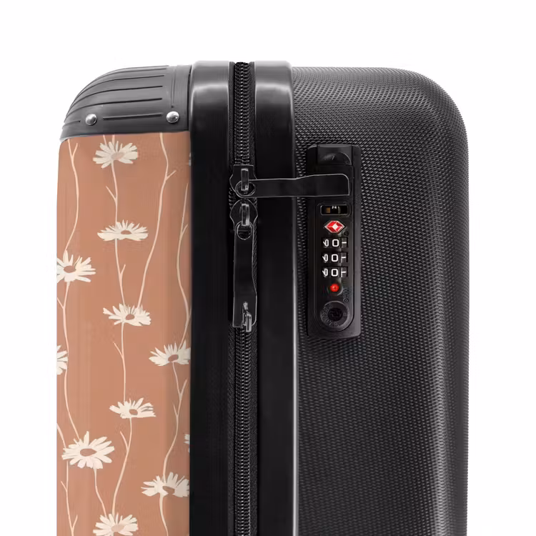 Koffer - Gänseblümchen – Dezent – Terrakotta - Madeliefjes - Subtiel - Terracotta NBS - Handbagage koffer - Vrouwen middel