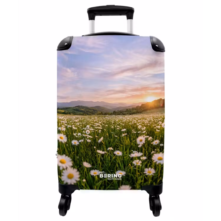 Koffer - Gänseblümchen – Feld – Hügel – Grün - Madelief - Veld - Heuvels - Groen NBS - Handbagage koffer - Vrouwen middel