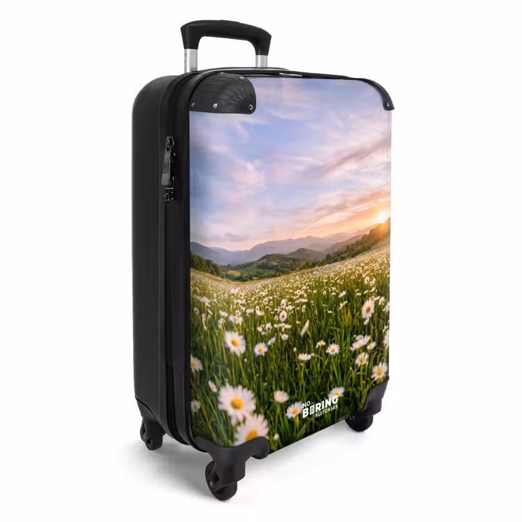 Koffer - Gänseblümchen – Feld – Hügel – Grün - Madelief - Veld - Heuvels - Groen NBS - Handbagage koffer - Vrouwen middel