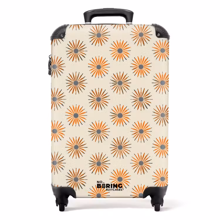 Madelief - Patroon - Oranje NBS - Handbagage koffer - Volwassenen Unisex middel -productfoto_recht