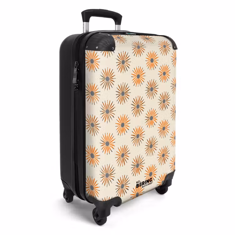Madelief - Patroon - Oranje NBS - Handbagage koffer - Volwassenen Unisex middel -productfoto_3d