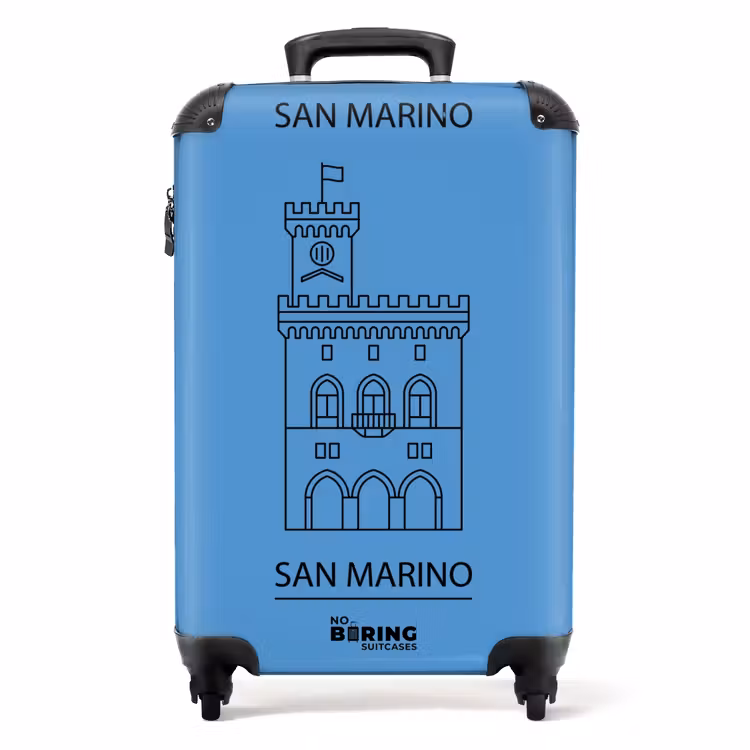 Koffer - Gebäude – San Marino – Architektur – Strichzeichnung – Blau — 1