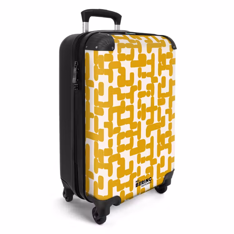Geel - Beige - Patroon NBS - Handbagage koffer - Volwassenen Unisex middel -productfoto_3d
