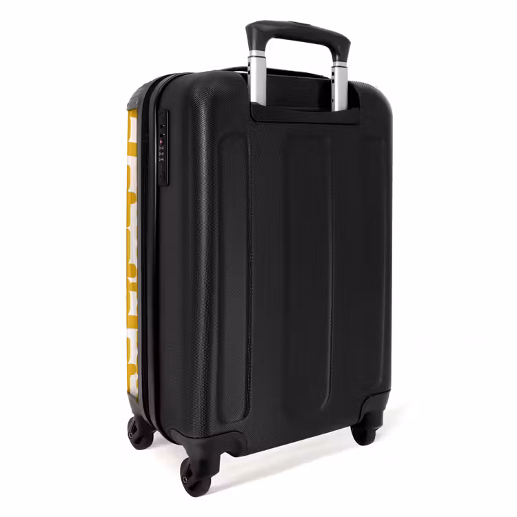 Geel - Beige - Patroon NBS - Handbagage koffer - Volwassenen Unisex middel -achterkant
