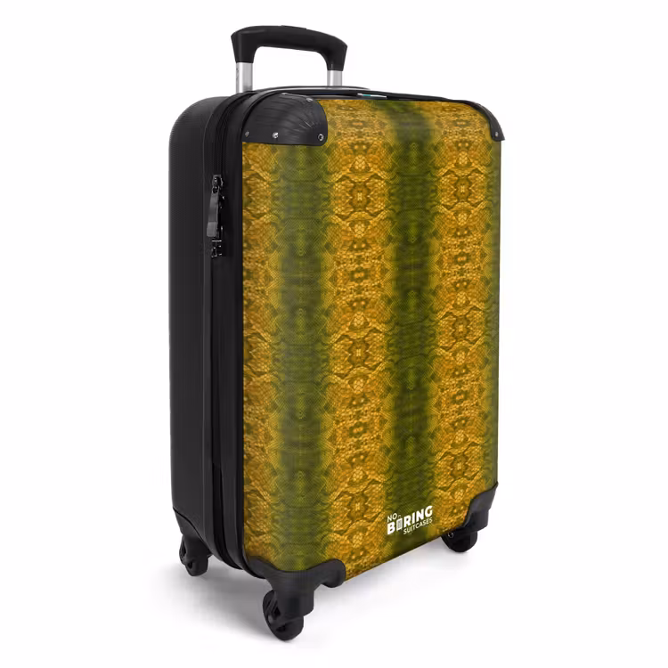 Geel groen slangenhuid met symmetrische schubstructuur NBS - Handbagage koffer - Volwassenen Unisex middel -productfoto_3d